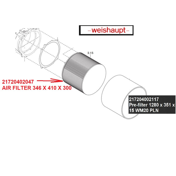21720402047 AIR FILTER 346 X 410 X 300