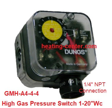 460154 High Gas Pressure Switch 1-20"WC GMH-A4-4-4